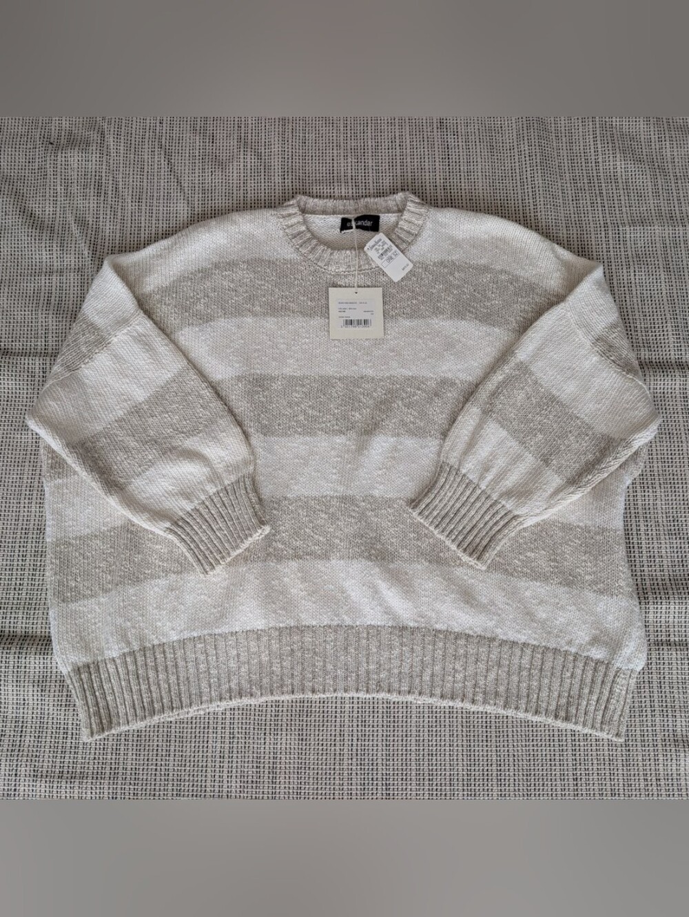 NWT Eskandar Oversize Striped Pullover Sweater 61% Cotton 39% Linen O/S